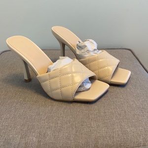 Nude Quilted Slide Heels (3 inch heel)